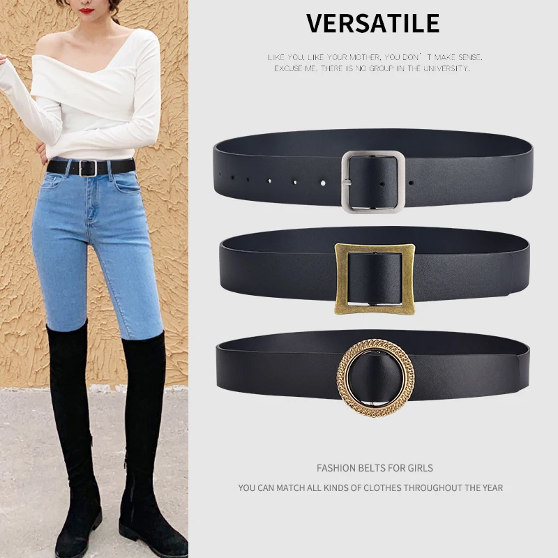 

DWTS Female Square Buckle Belt Women Belt For Jeans Belt Female Women's Fashion Jeans Vintage Belts For Ladies Leisure Dress
