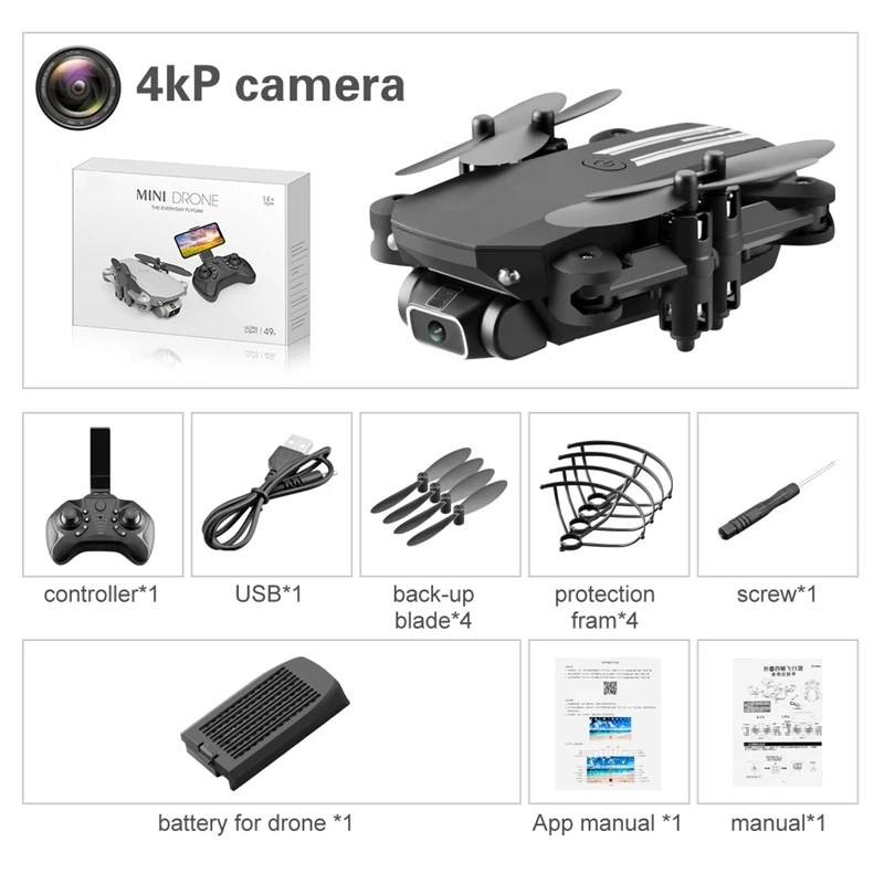 

Mini WiFi FPV with 4K HD Camera Altitude Hold Mode Foldable RC Drone Quadcopter RTF