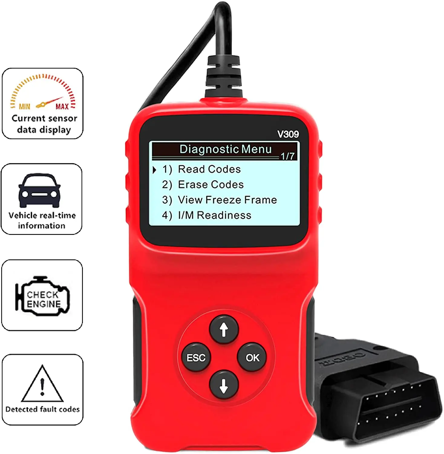 OBD V309 OBD2 Универсальный OBDII диагностический инструмент сканер считыватель кодов