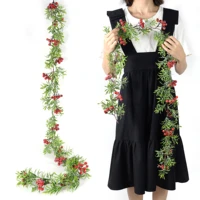 1 5m artificial vine christmas wreath garland decoration red white berry pine plant ivy vine for home room hanging decor xmas