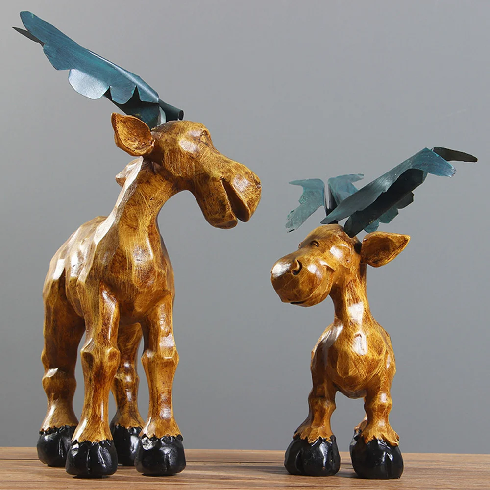 

1PC Lovely Deer Resin Crafts Ornaments Desktop Decoration Chic Tabletop Adornment for Living Room Bedroom Home Decor (Size)