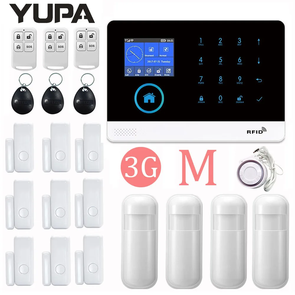YUPA 3G WIFI Smart Home Security Alarm System Burglar Anti Theft 2.4 inch TFT Colorful LCD Screen Wireless Home Burglar Alarm