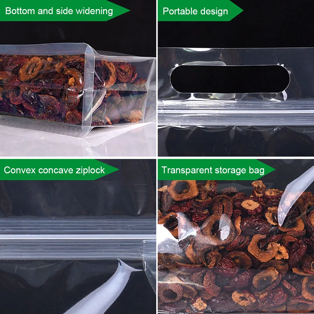 

50pcs Bags Reusable Transparent Clear Stand-up Ziplock Zip Top Resealable