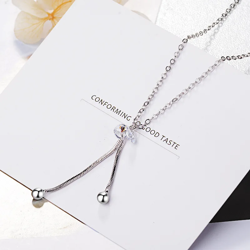 

925 Sterling Silver Color Necklace Collar Gemstone Beads Curb Chain Choker Necklaces for Women Pendants & Necklaces Jewelry Gift