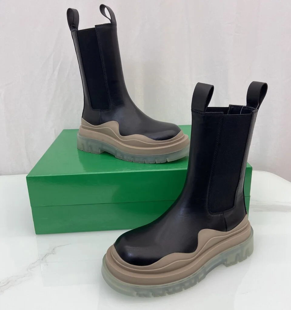 

Роскошные брендовые ботинки мартинсы на толстой подошве из натуральной кожи, ботильоны для мужчин и женщин, короткие ботинки с круглым носк...