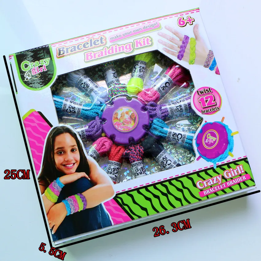 

[Funny] Make your own design Bracelet braiding kit DIY twist 12 bracelets toys Rainbow rope weaving machine learn toy girl gift
