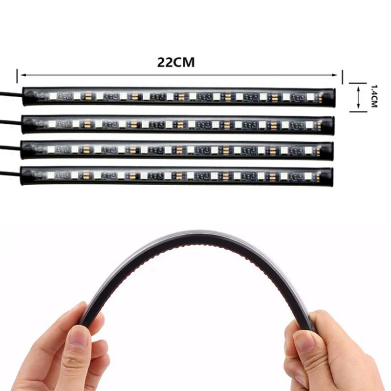 

4Strips 5050 RGB Multicolor 12 LED Car Interior Lighting Music Rhythm Light Sound Control Atmosphere Bulb Cigaratte Lighter 12V