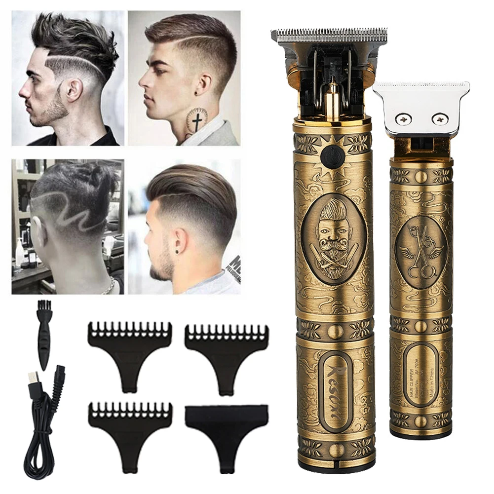 

Electric Hair Clipper Cordless Rechargeable Hair Grooming Kit Retro Hair Trimmer for Men with 3 Guide Combs retro and stylish