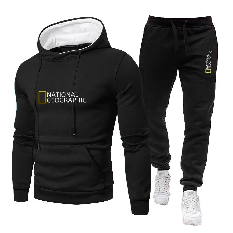 

New Autumn Winter Brand Men's Clothing Men Sets Printing Hoodie Set Fleece Sweatshirt Casual Jogger Sweatpants Mens Tracksuits