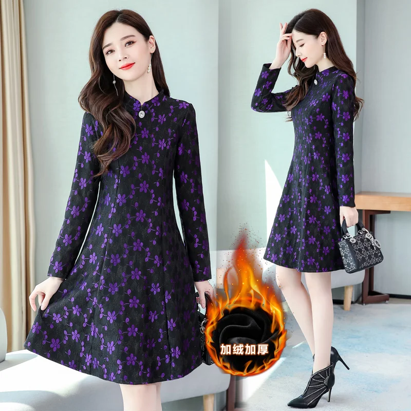 Женское платье размера плюс M 4XL кружевное теплое XXL XXXL 3XL XXXXL винтажные зимние