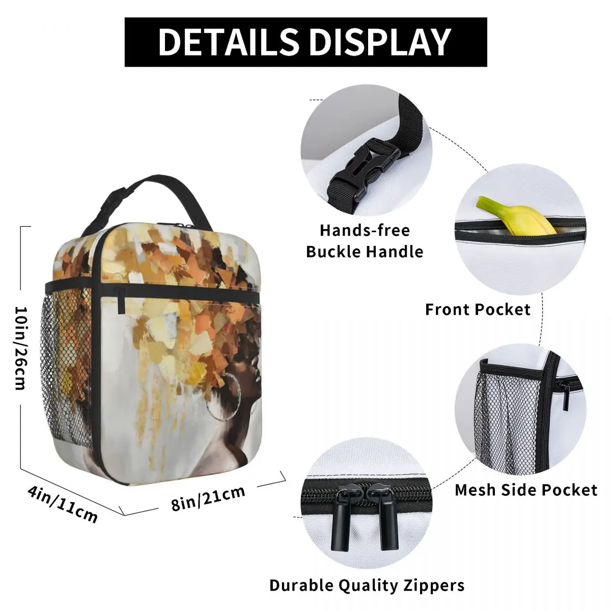 

Goddess Girl Lunch Bag for Women Men Large Insulated Lunch Box with Water Bottle Holder and Pockets
