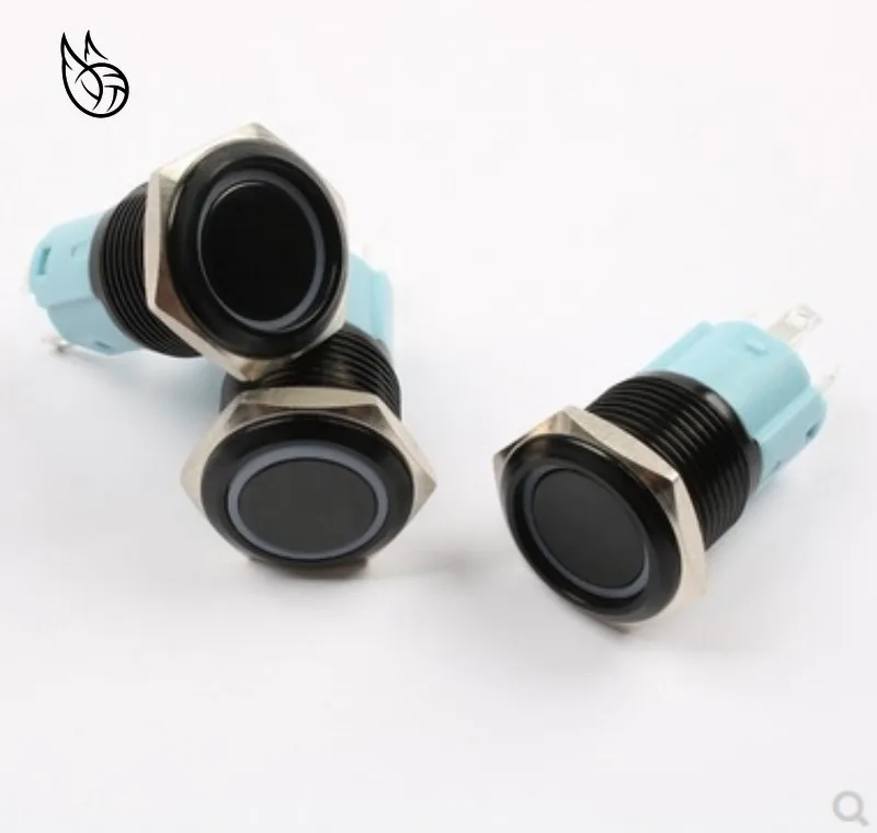 16 мм металлический кнопочный водонепроницаемый алюминиевый оксид черный