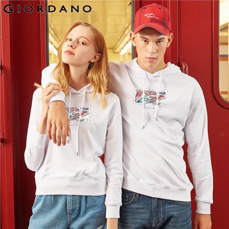 Giordano Женская Толстовка Повседневная с принтом белые толстовки Чэнь Хуэй серия