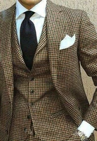 mens plaid tweed wedding groom tuxedo notch lapel groomsman mens dinner suit jacket jacketpantsvest
