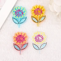 8pieces fashion colorful sunflower charms acrylic 3d print pendant for earring necklace diy making