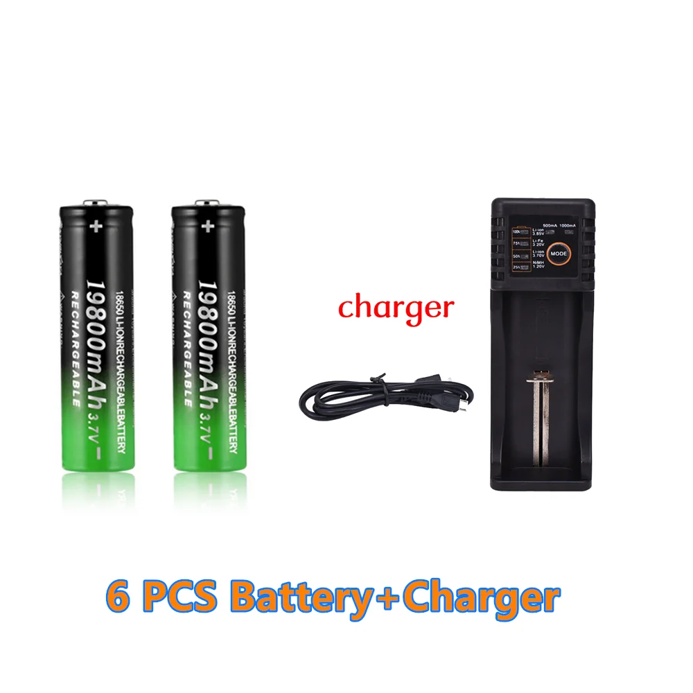 

Новинка 18650 Батарея 3,7 в 19800 мАч перезаряжаемая литий-ионная батарея для светодиодного фонарика батарея 18650 батарея оптом + зарядное устройст...