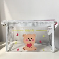 transparent cosmetic bag bear ins storage bag girl portable travel storage bag carry on wash bag pencil case make up bag cartoon