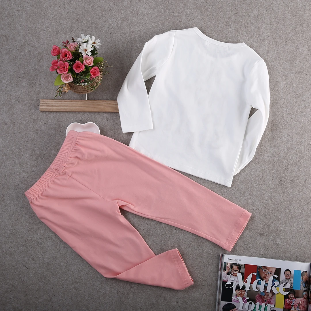 Милая осенняя одежда для маленьких девочек футболка с длинными рукавами и