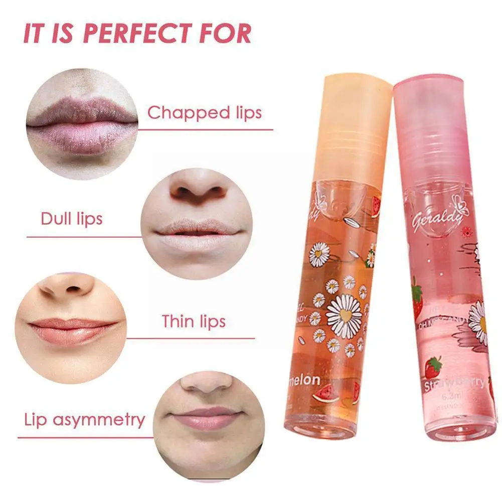 

6 Colors Roll-on Fruit Essence Lip Balm Lip Oil Lip Random Mirror Moisturizing Transparent Hydrating Lipstick Primer Gloss R5r5