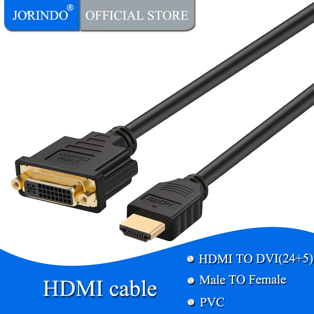 Кабель HDMI-DVI JORINDO двунаправленный HDMI папа к DVI (24 + 1) Женский адаптер 1080P конвейер 3D 0