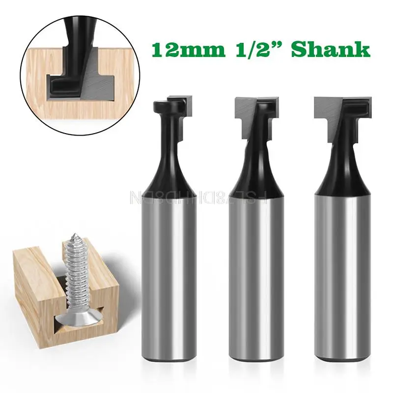 

Набор Т-образных фрез, комплект из 3 корончатых насадок 1/2 дюйма, 12 мм, для работ по дереву и дереву