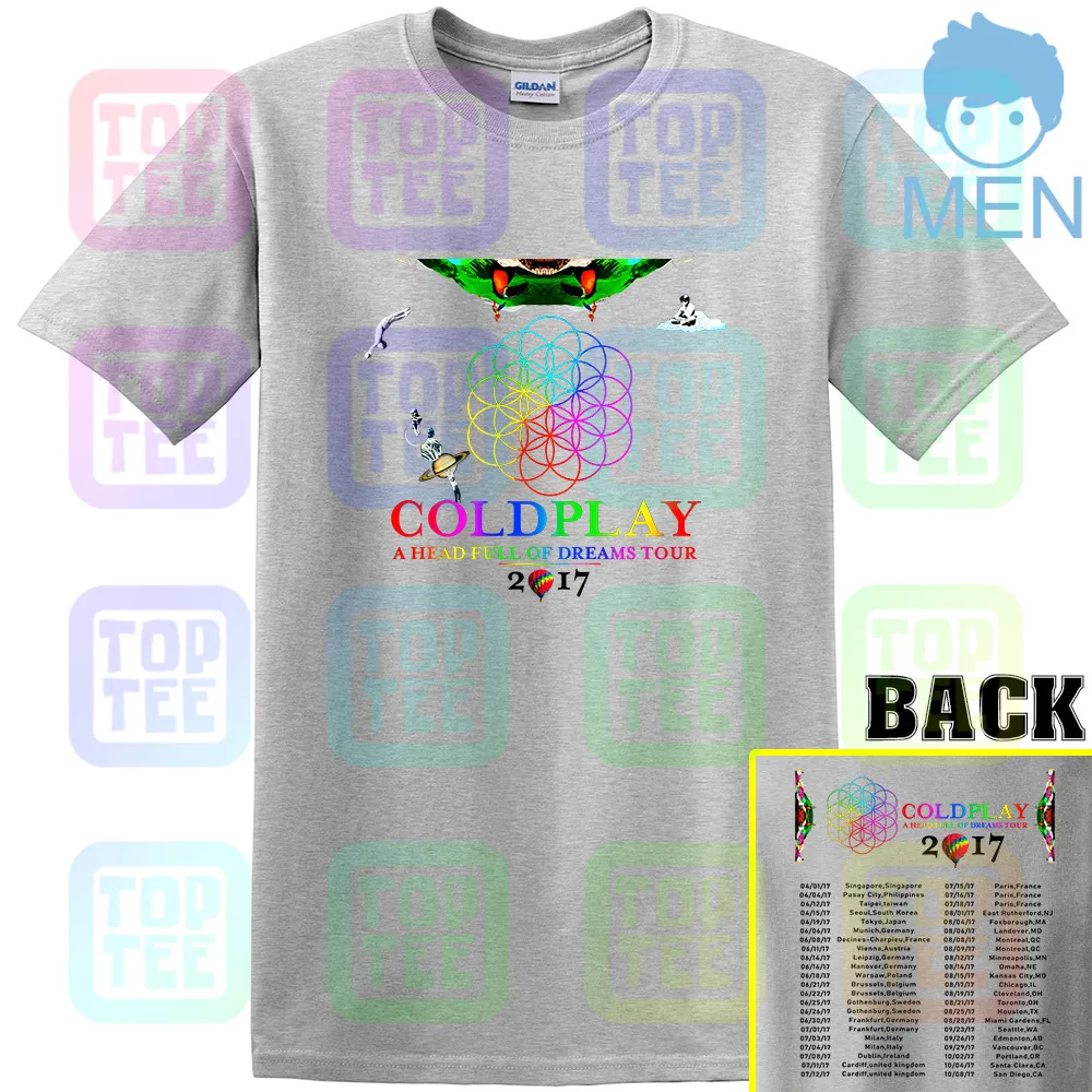 Серый Редкая! 69299-Coldplay Тур г. футболка Размеры S-3XL - Цвет: Серый
