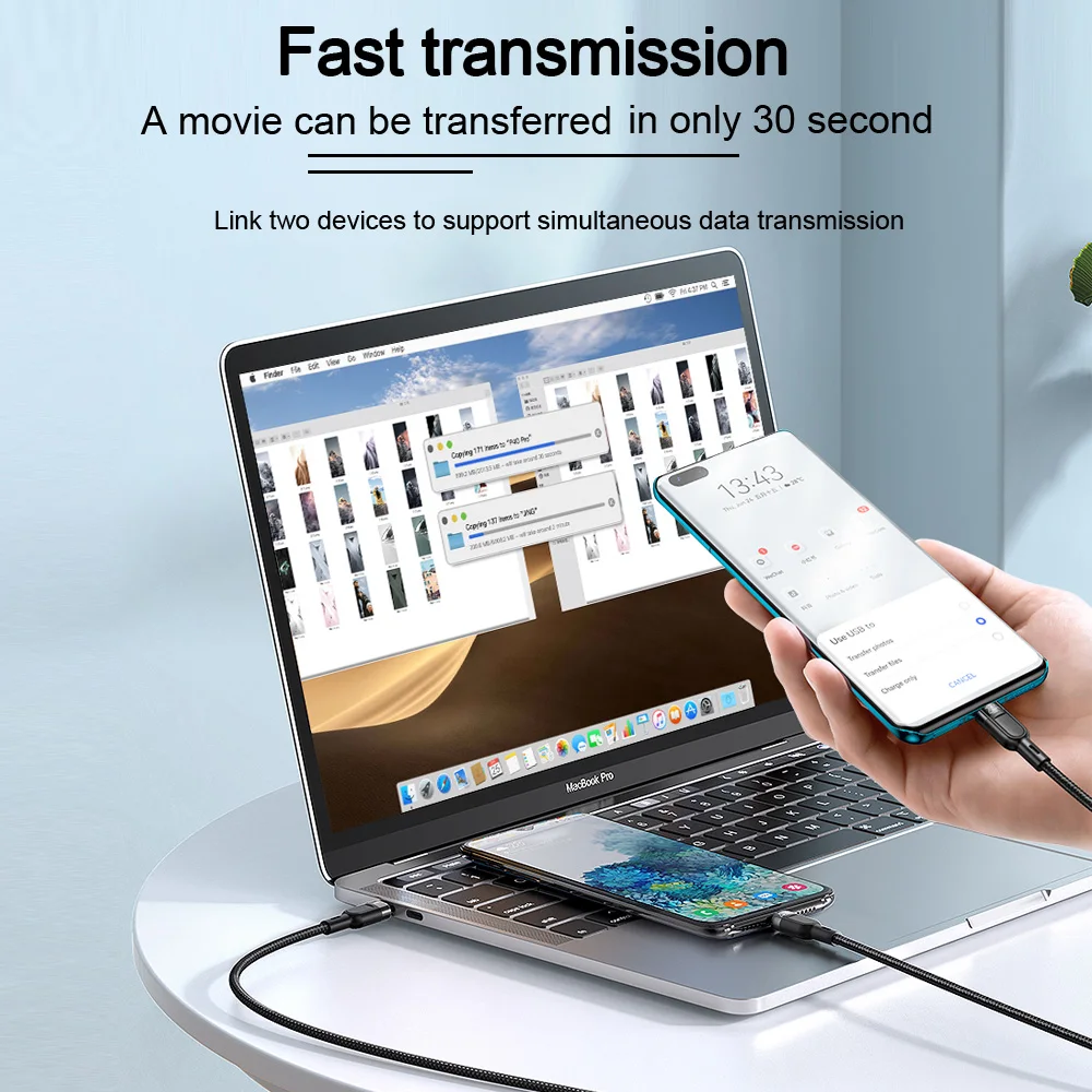 mcdodo 2 in 1 pd 100w type c cable fast charging for samsung xiaomi huawei flat laptop macbook pro usb c phone charge data cord free global shipping