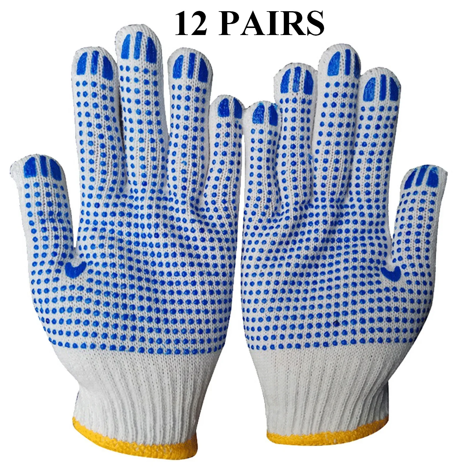 

12 пар антистатические полосатые Нескользящие хлопковые перчатки с резиновыми заушниками толстые электронные рабочие перчатки