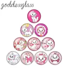 Disney Marie Cat 10 шт. 12 мм18 мм20 мм25 мм круглая фотография стеклянный кабошон плоская задняя часть ожерелье принадлежности для изготовления