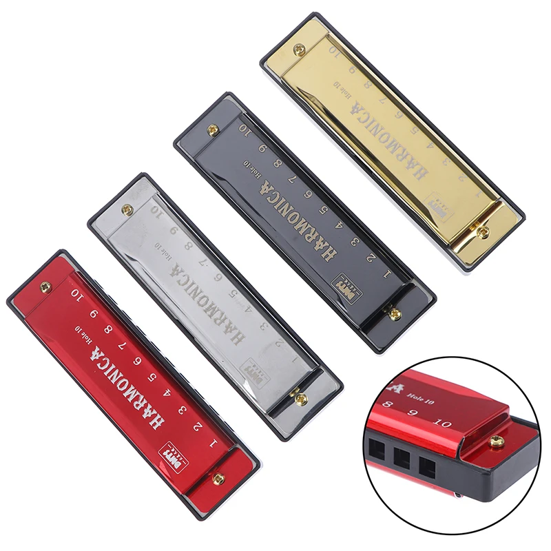 

10 Hole Harmonica Mouth Organ Puzzle Titanium Beginner Teaching Playing Gift Copper Core Resin Harmonica Musical Instrument