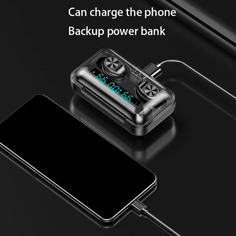 

F9-10 Bluetooth 5.0 Earphone Wireless Sports Waterproof Three-Display Earphone with Microphone for Iphone Android