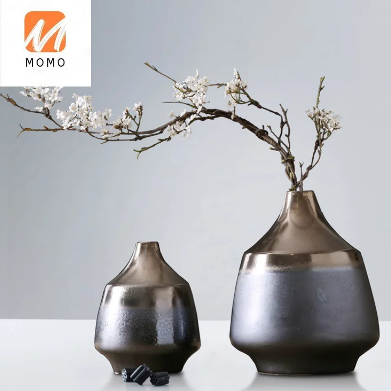 

Style Home Living Room Decorative Bottle Model Artificial Flower Dried Peach Blossom Simple Ceramic Vase Decoration Flower
