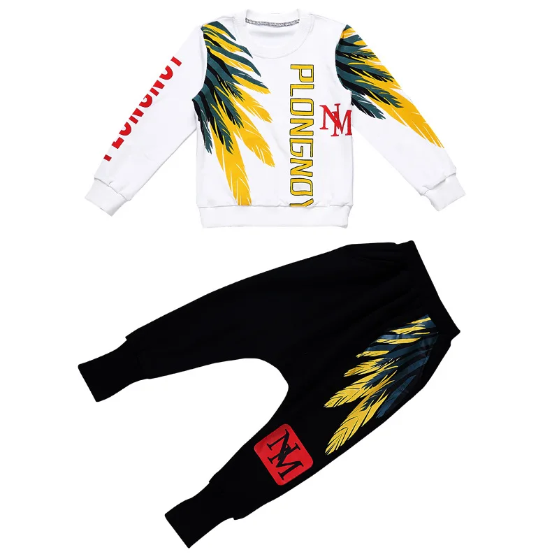 

spring children's wear middle school children's spring hip hop hip hop dance suit children's Sweatshirt two piece set fashion