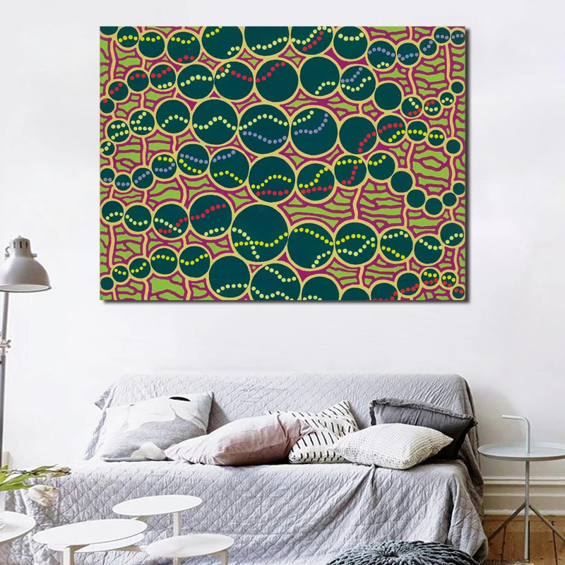Kusamaer Yayoies художественный парусиновый постер со звездами картина маслом