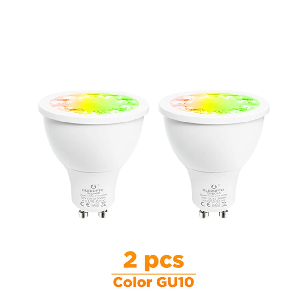 ZIGBEE умный дом светодиодный gu10 лампа RGB+ CCT изменение цвета 5 Вт умный Светодиодный прожектор AC100-240V светодиодный двойной белый свет работа с echo plus - Испускаемый цвет: 2 Pcs Color Gu10