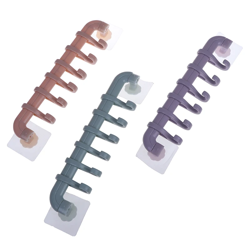Towel Spoon Rack Suction Cup 6 Hooks Bathroom Kitchen Wall Door Non-trace Strong Holder Sucker Hange | Дом и сад