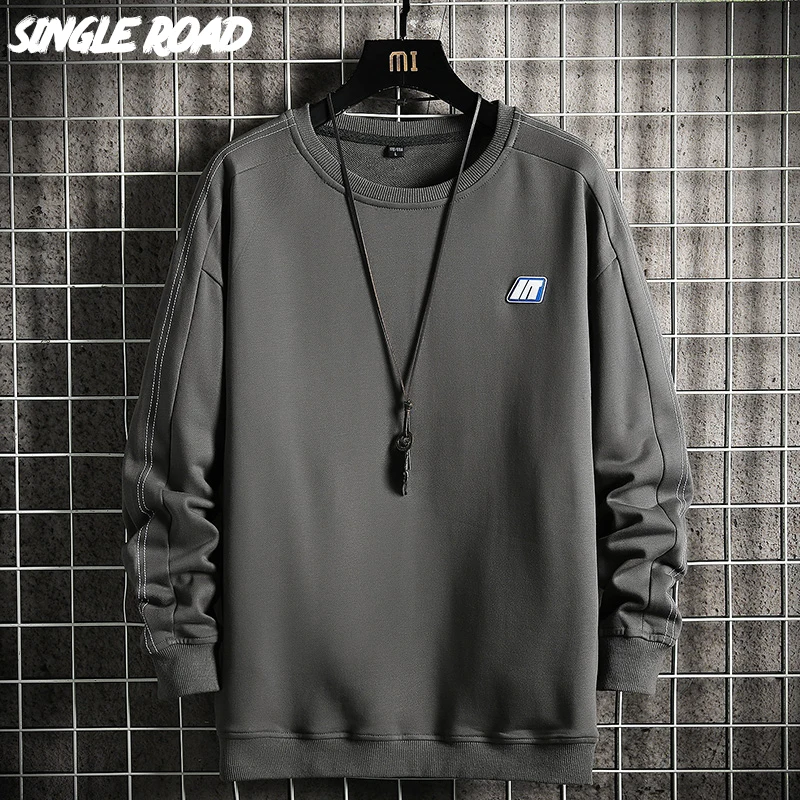 

Однотонная мужская толстовка с круглым вырезом, в стиле Харадзюку