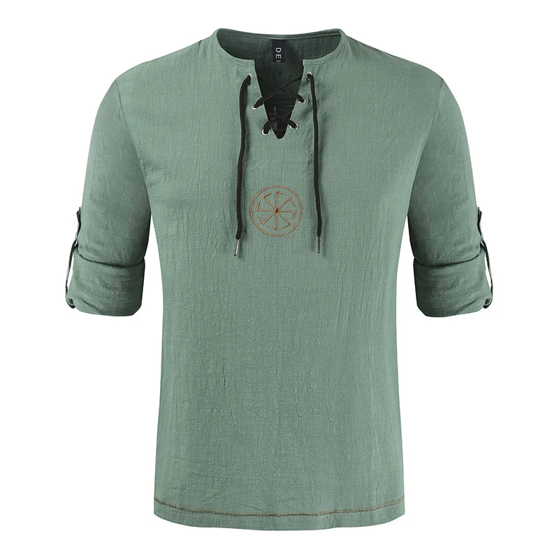 2019 мужские топы в Средневековый период Мужская футболка бандаж шнуровка v