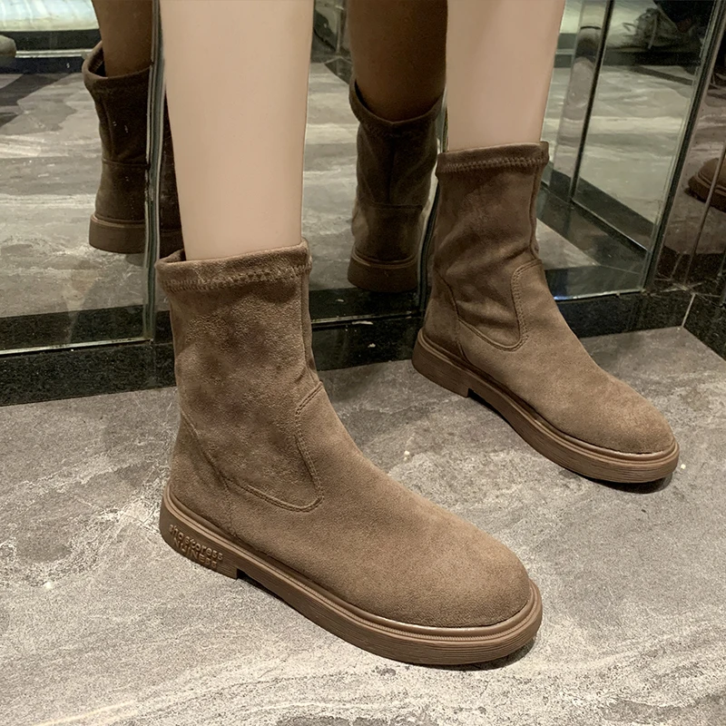 

Lady Boots Women's Rubber Shoes Rain Booties Woman 2020 Low Heel Round Toe Luxury Designer Boots-women Ladies Mid Calf