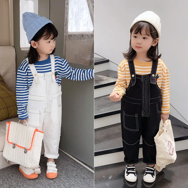 Осенние однотонные повседневные комбинезоны для мальчиков и девочек 2019 г.