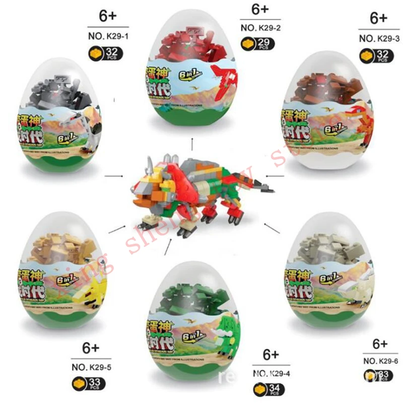 Мир Юрского периода 6 в 1 капсула динозавр строительные блоки игрушки совместимы