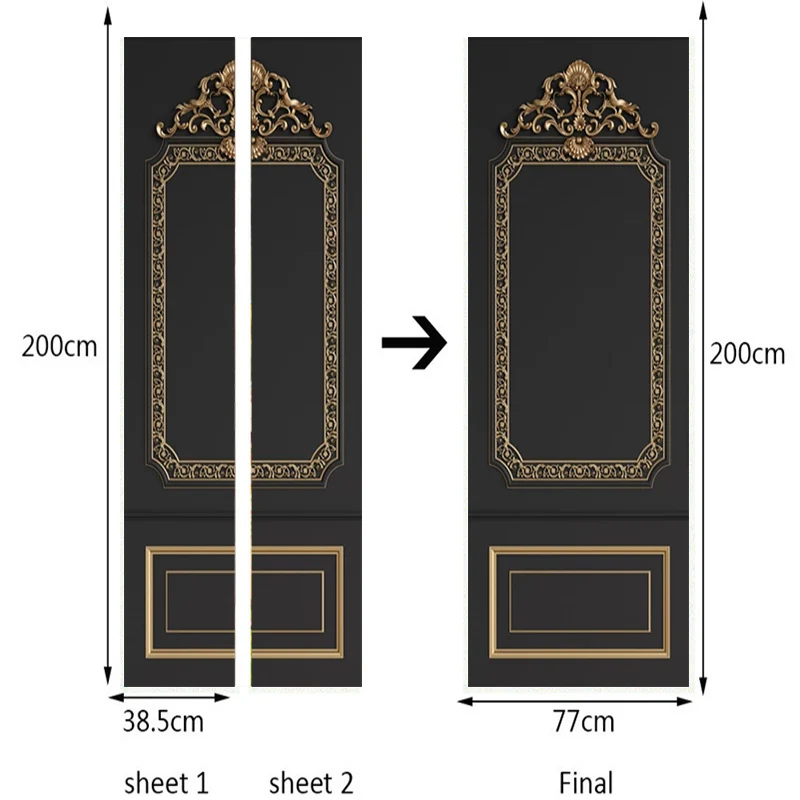 

PVC Wallpaper 3D Stereo European Style Relief Golden Pattern Background Wall Sticker Living Room Bedroom Waterproof Door Sticker