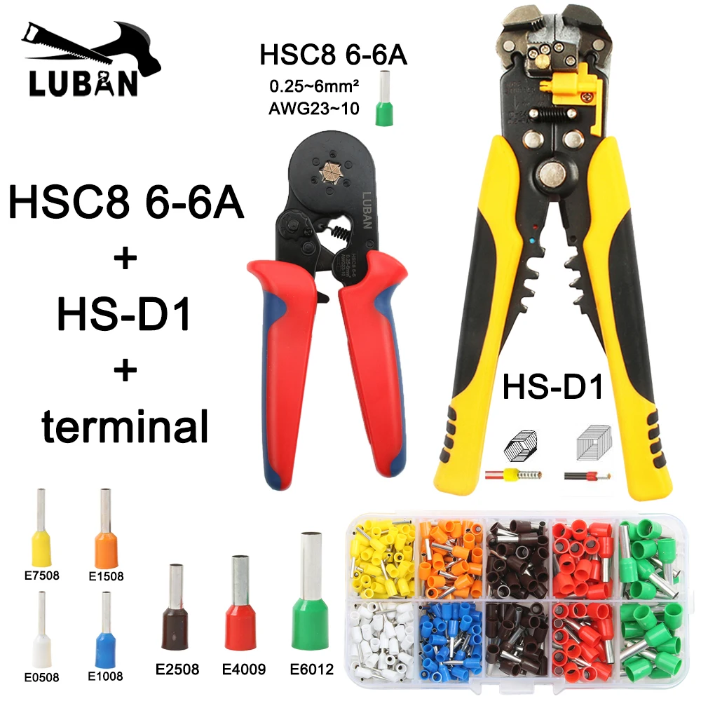 Набор обжимных кусачек HSC8 10S/6-4/6-6 с трубчатыми клеммами 260 шт./корт | Инструменты