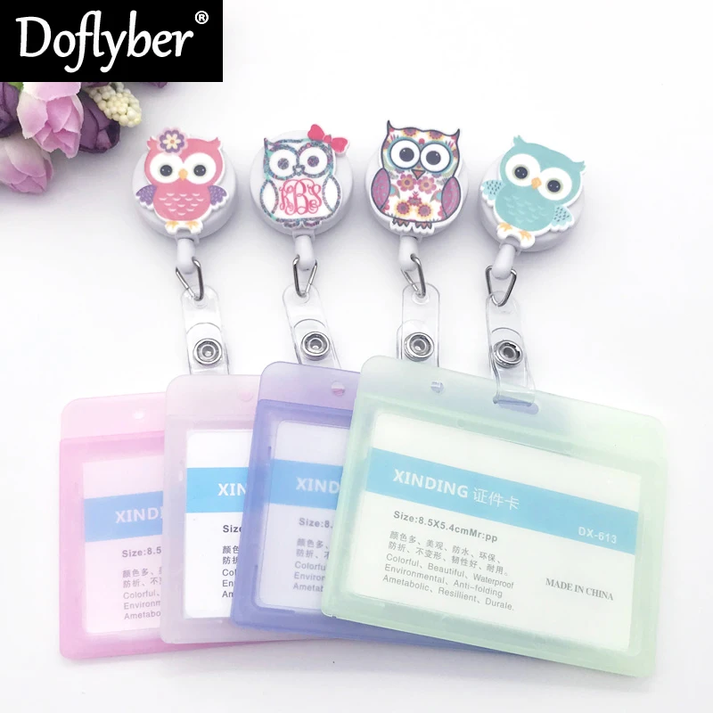 Милая сова выдвижной пластиковый держатель для бейджей студентов медсестер