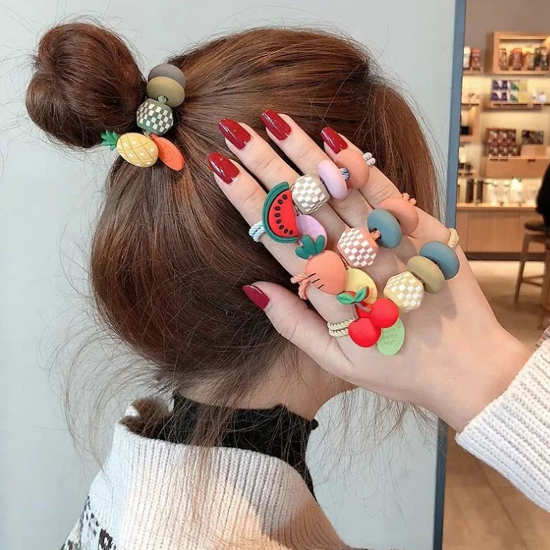 

Резинка для волос, эластичная, с клубничкой, вишней, с изображением фруктов