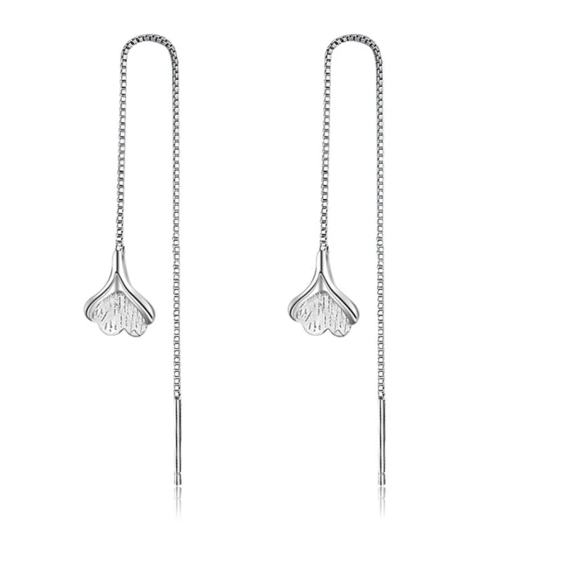 

WYEAIIR литературное творчество кисточкой линии уха гинкго Листья 925 пробы серебряные женские длинные серьги