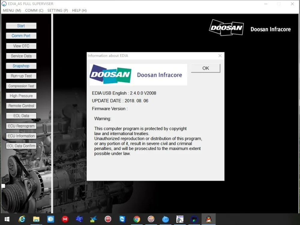 Диагностика двигателя Doosan eDoctor 2 4 (EDIA) 2019 программное обеспечение для