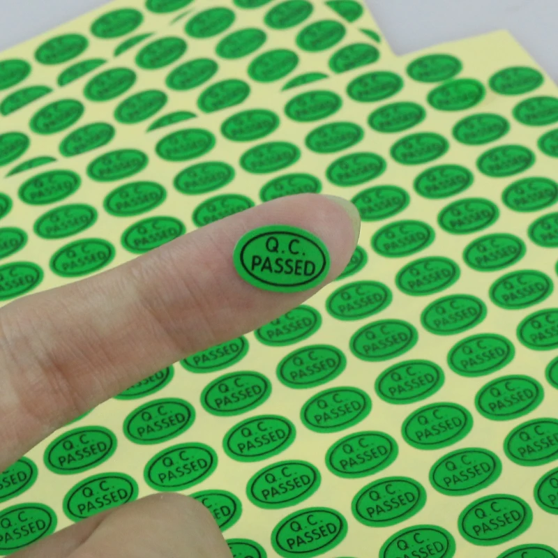 Spot 5000PCS QC label sticker PASSED Label 9X13mm green white oval pass label product inspection outer package sticker