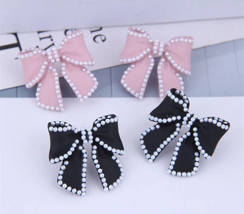 Kymyad Stud Earrings For Women Imitation Pearl Jewelry Earings Fashion Big Butterfly Statement | Украшения и аксессуары