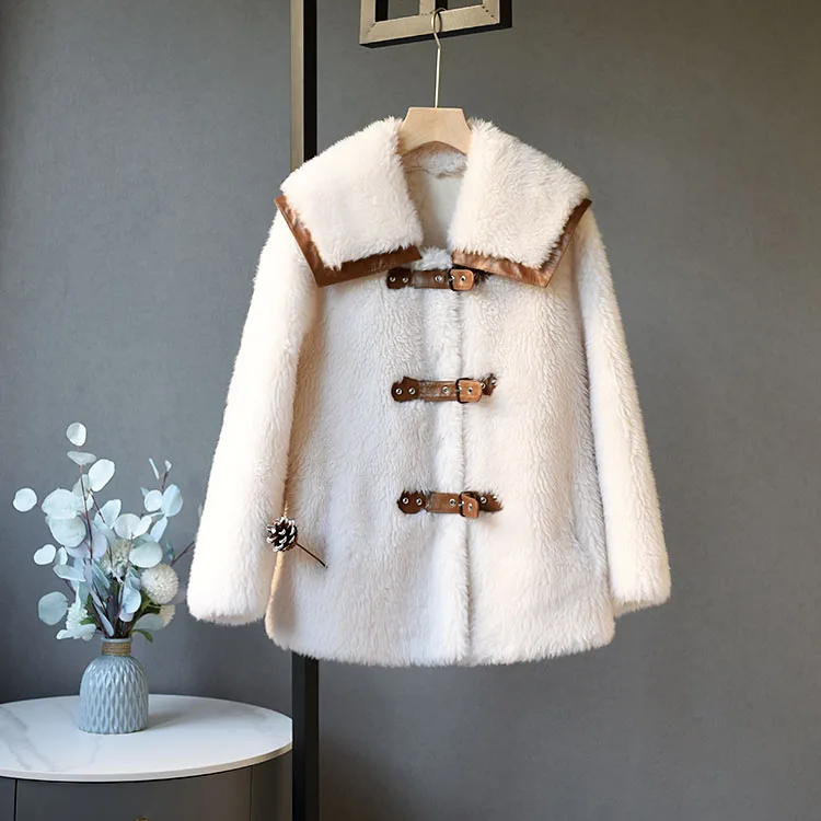 

Women 2022 Autumn Winter Real Lamb Fur Sheepskin Coat Female Genuine Granular Sheep Shearing Jacket Casual Warm Outerwear F32